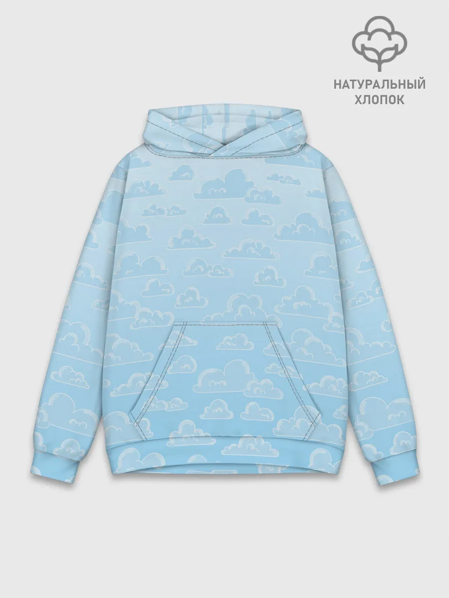 Худи мужской база хлопок / Очень светлые голубые облака