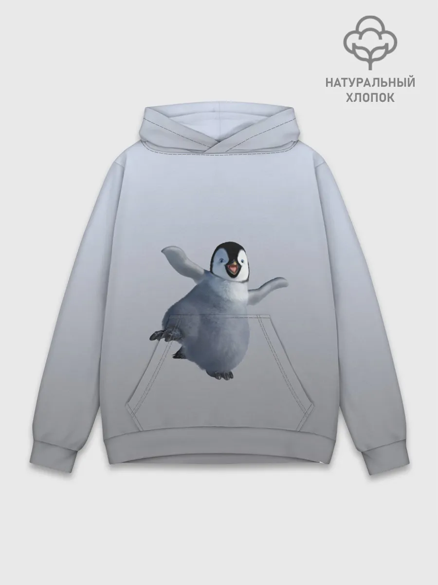 Худи мужской база хлопок / мультяшный пингвин