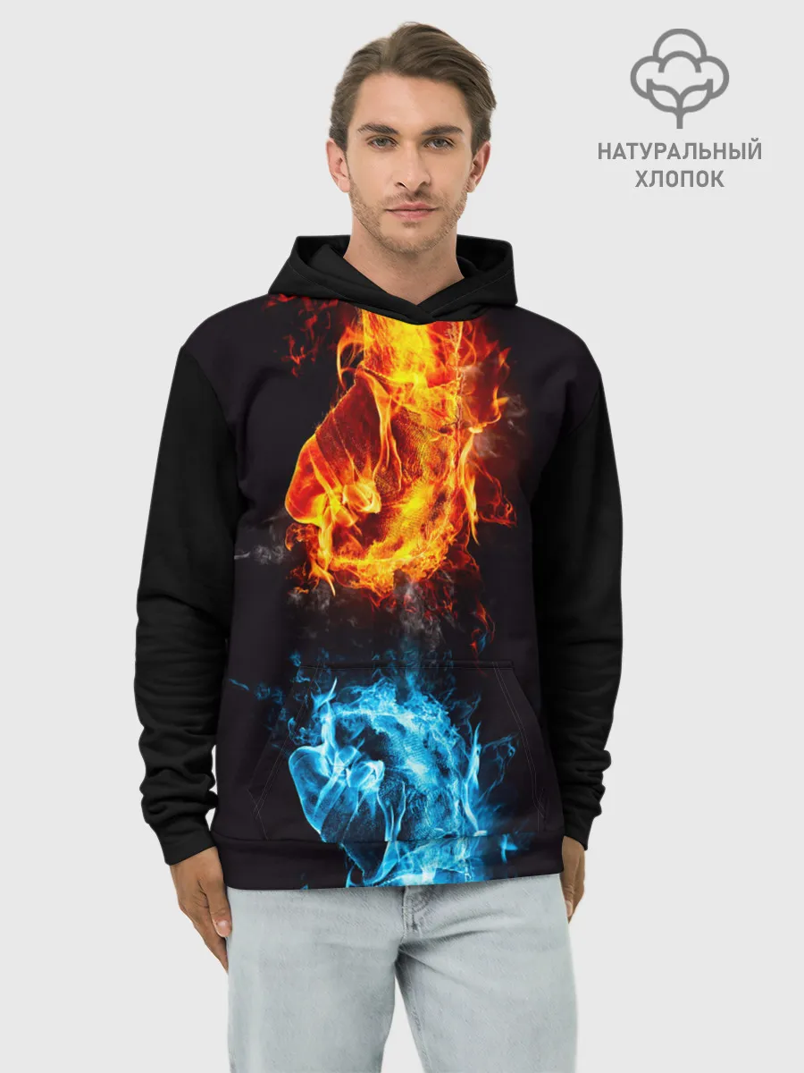 Худи мужской база хлопок / Огонь и Вода