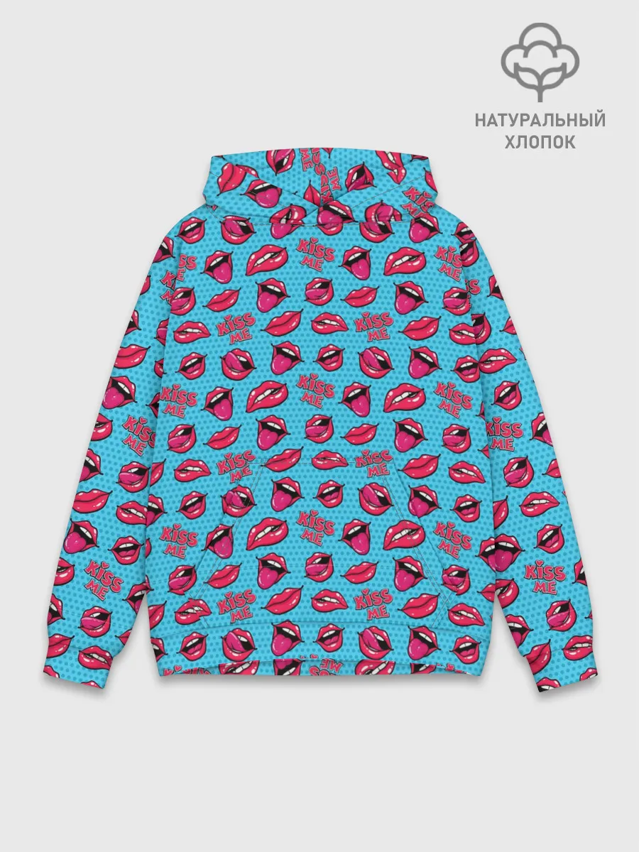 Худи мужской база хлопок / Губы. Поп-арт