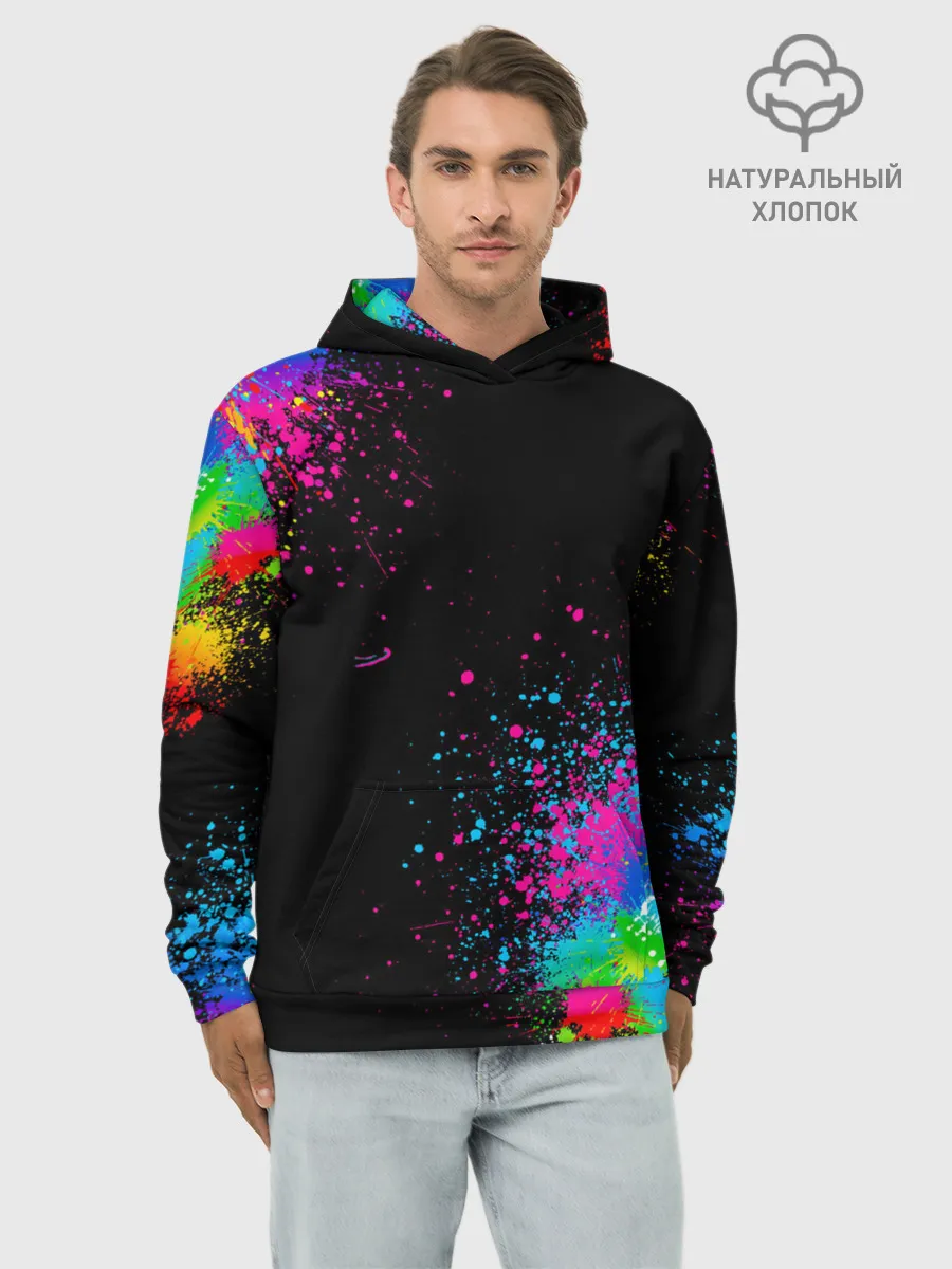 Худи мужской база хлопок / Брызги красок