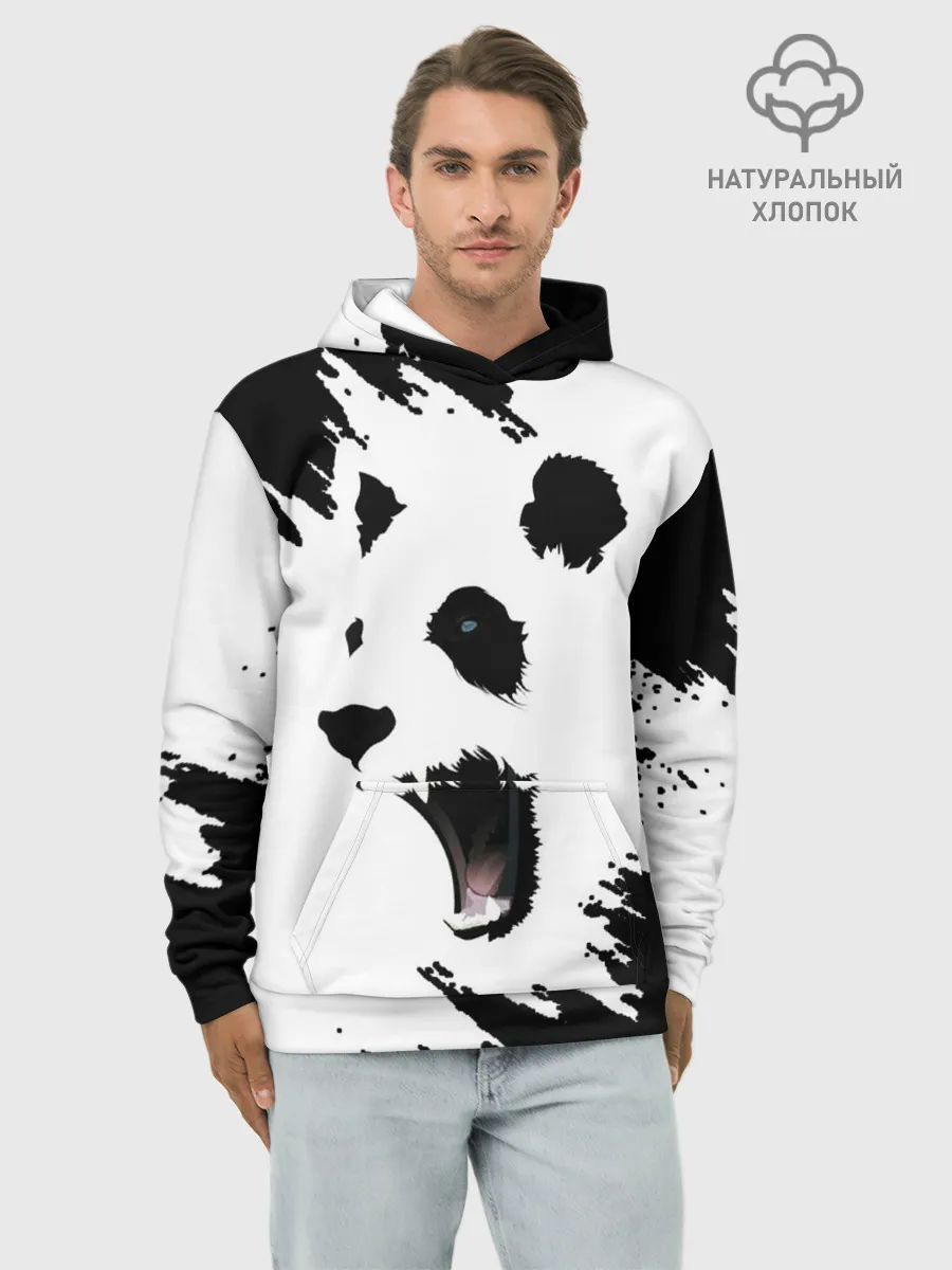 Худи мужской база хлопок / Панда | ЧБ