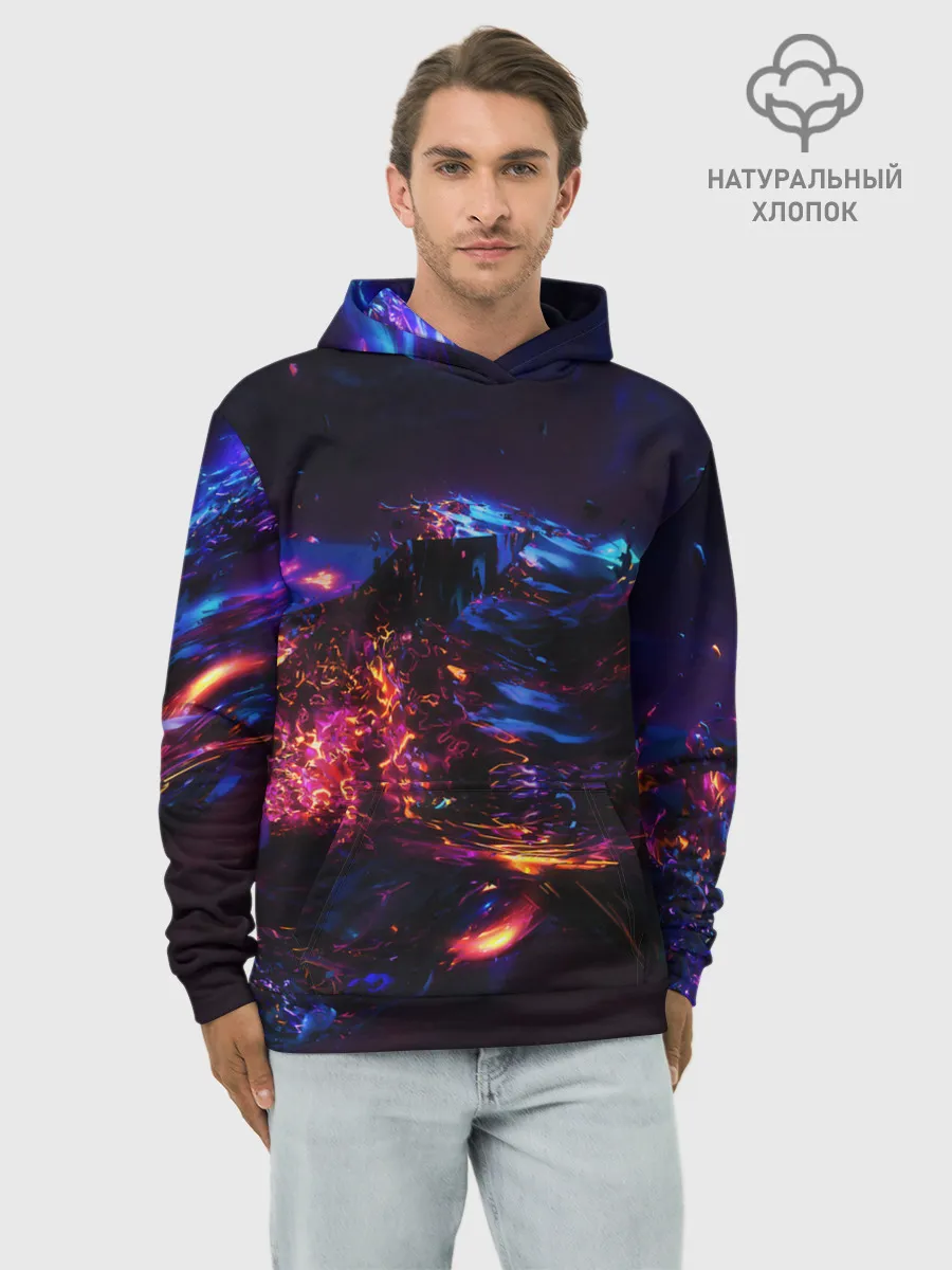 Худи мужской база хлопок / ФРАКТАЛЬНЫЙ НЕОН