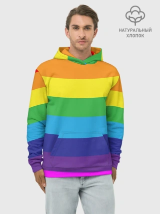 Худи мужской база хлопок / ЦВЕТНЫЕ ЛИНИИ