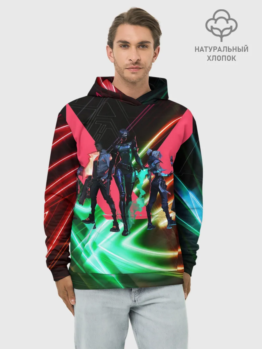 Худи мужской база хлопок / Valorant | Neon
