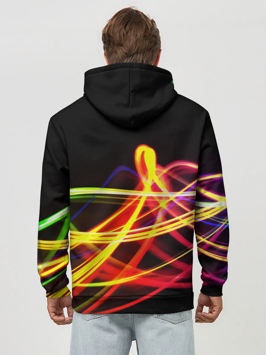Худи мужской база хлопок / АБСТРАКТНЫЕ ЛУЧИ