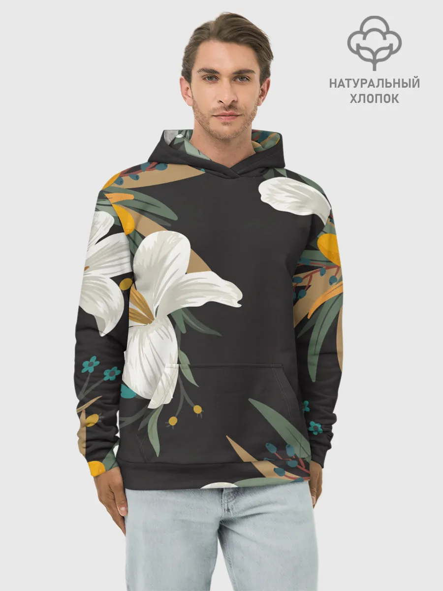 Худи мужской база хлопок / Цветочный арт