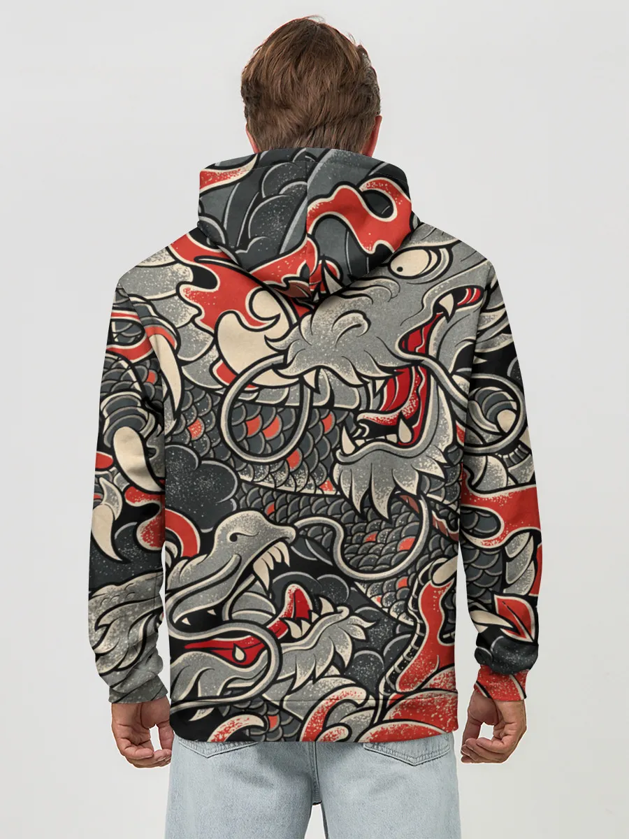 Худи мужской база хлопок / Dsquared tatoo DRAGON