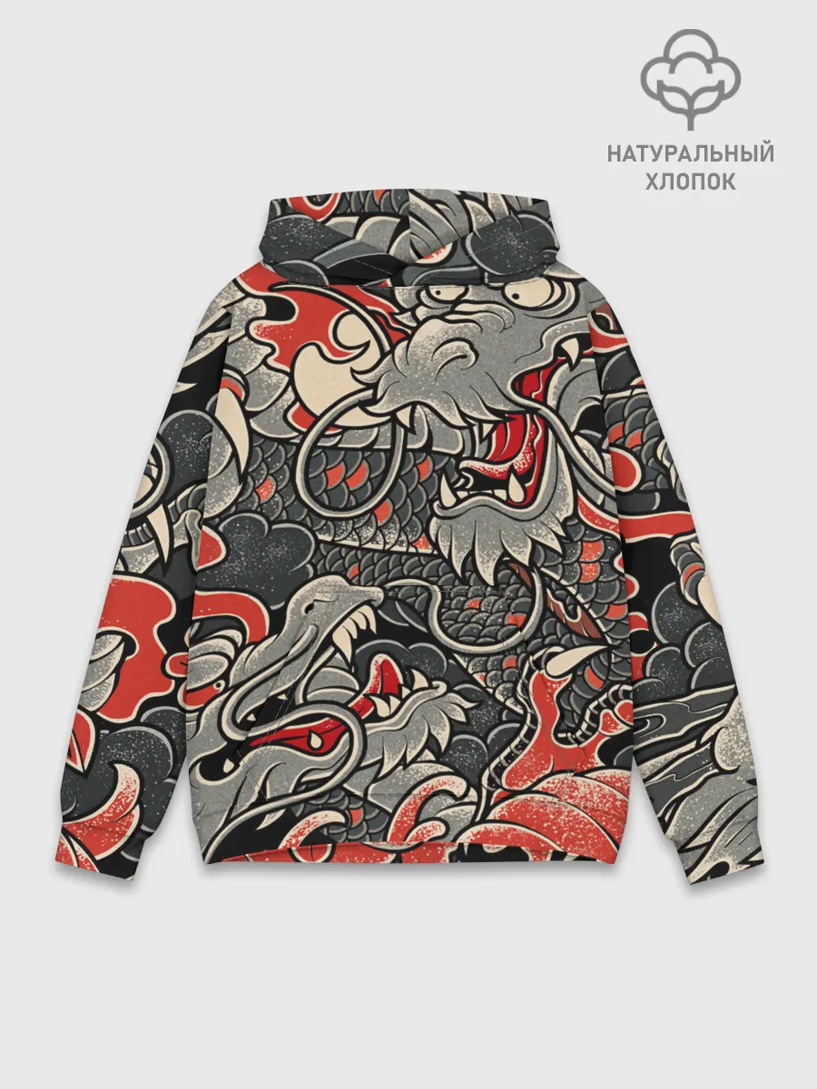 Худи мужской база хлопок / Dsquared tatoo DRAGON