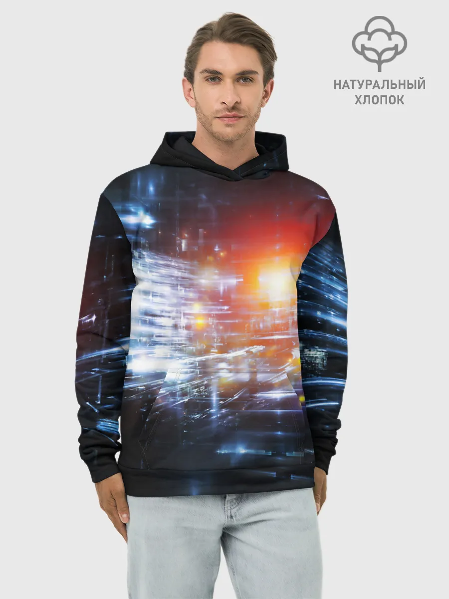 Худи мужской база хлопок / DIGITAL ABSTRACTION