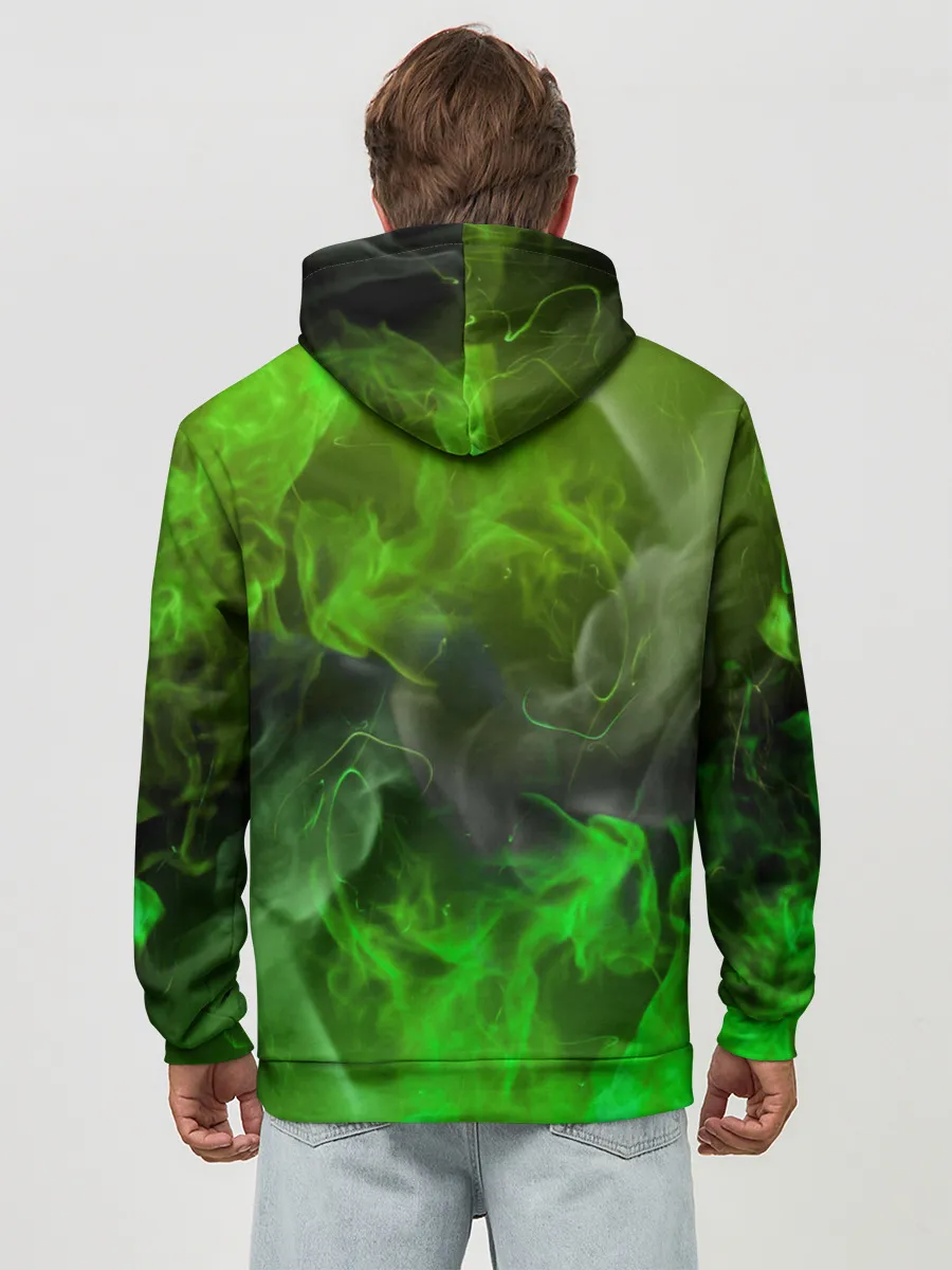 Худи мужской база хлопок / ЗЕЛЁНЫЙ ОГОНЬ