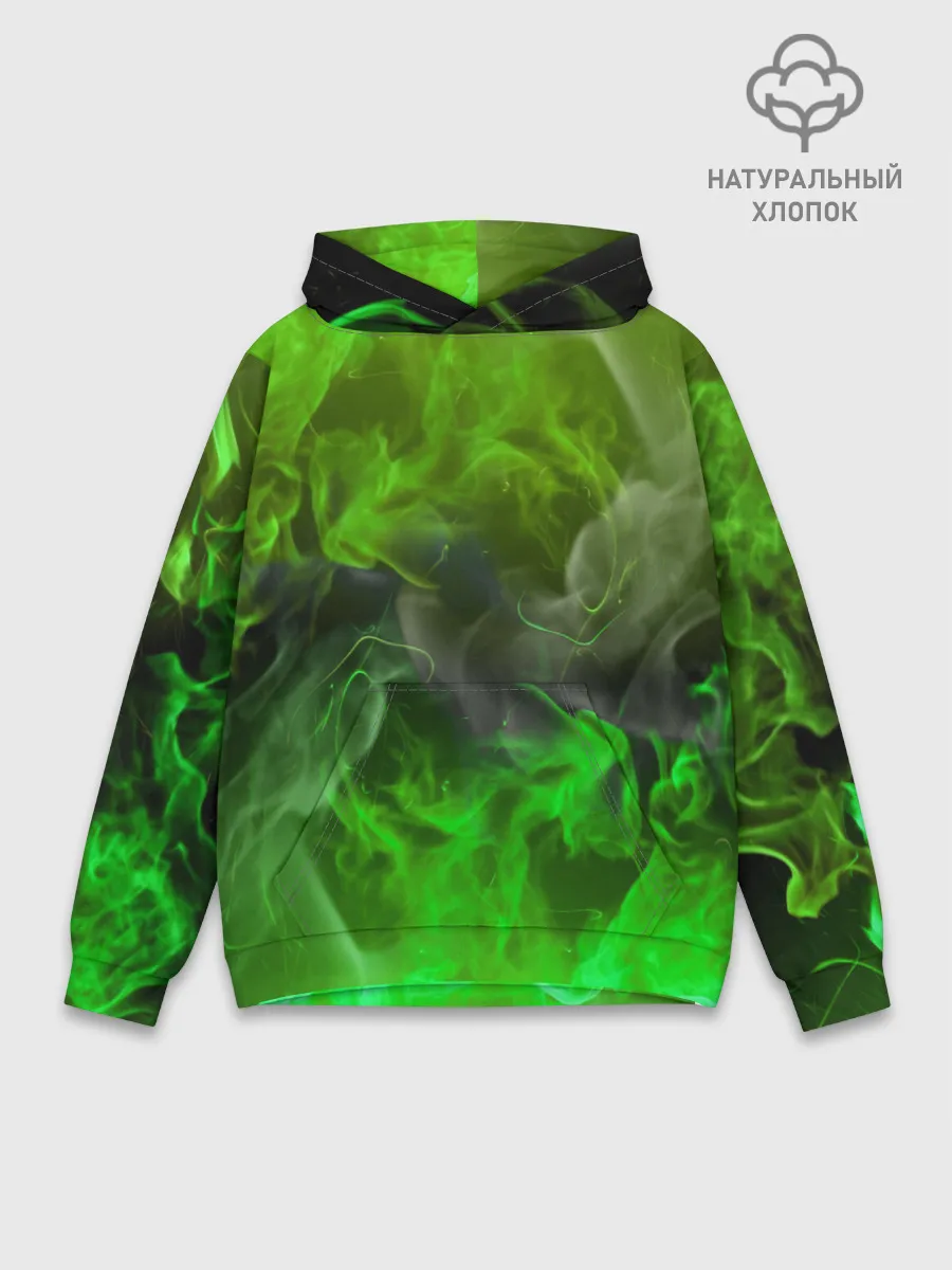Худи мужской база хлопок / ЗЕЛЁНЫЙ ОГОНЬ