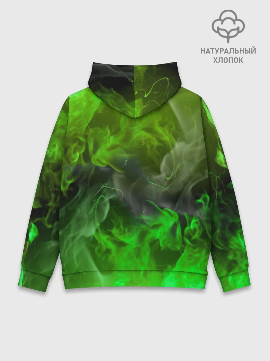 Худи мужской база хлопок / ЗЕЛЁНЫЙ ОГОНЬ