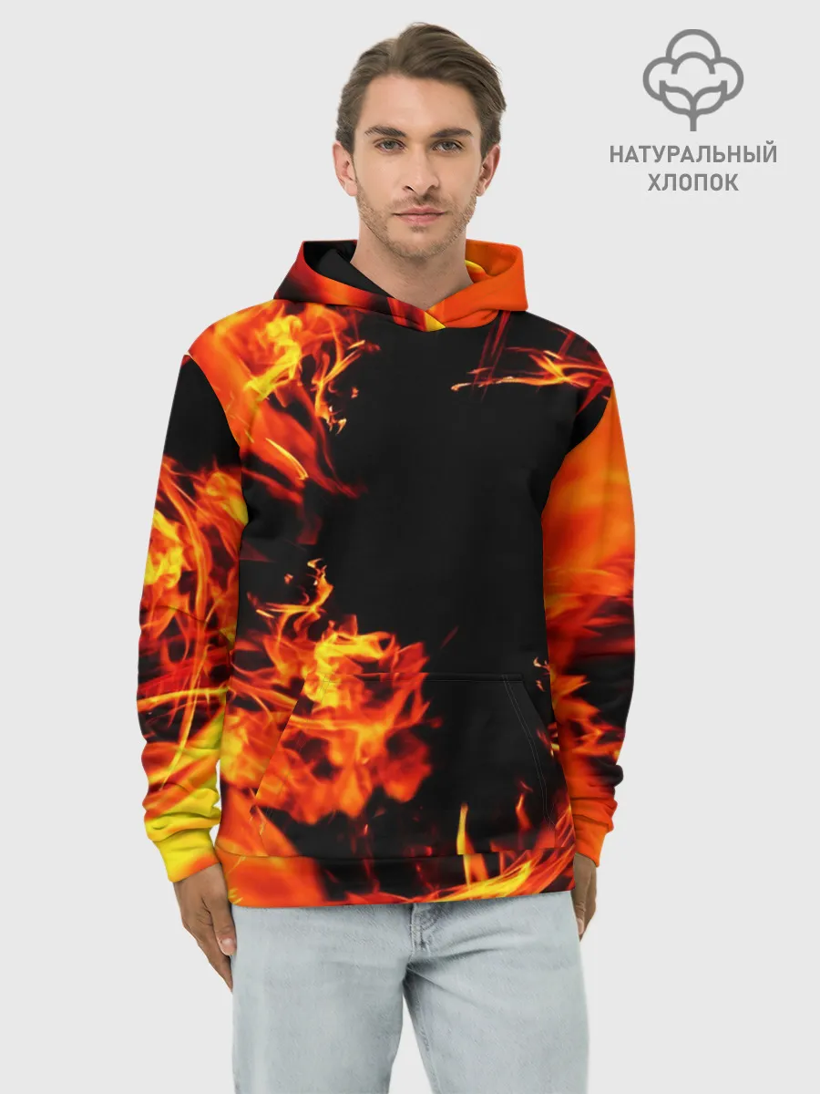 Худи мужской база хлопок / ОГОНЬ | FIRE