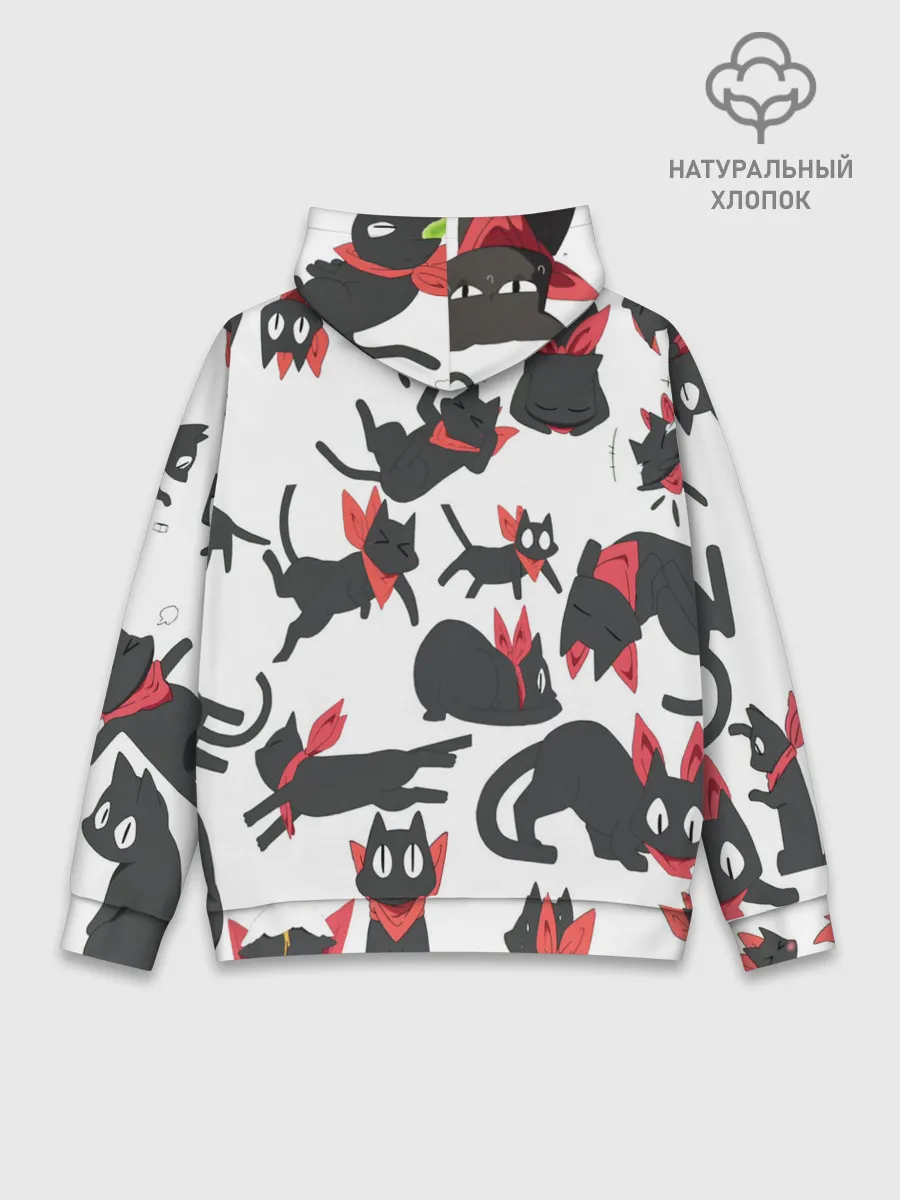 Худи мужской база хлопок / Черный котик