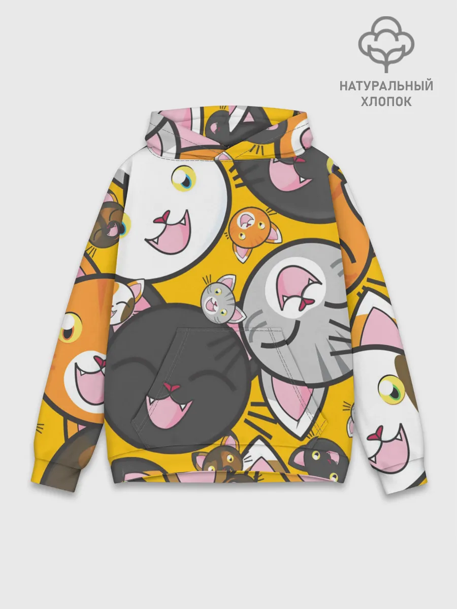 Худи мужской база хлопок / КОТЫ