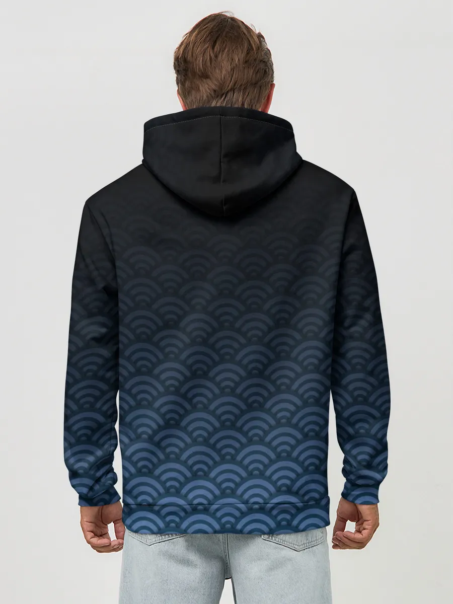 Худи мужской база хлопок / Узор круги темный синий