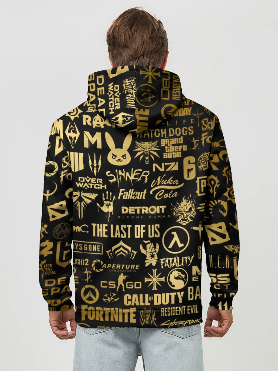 Худи мужской база хлопок / ЛОГОТИПЫ ИГР ЗОЛОТО | GOLDEN