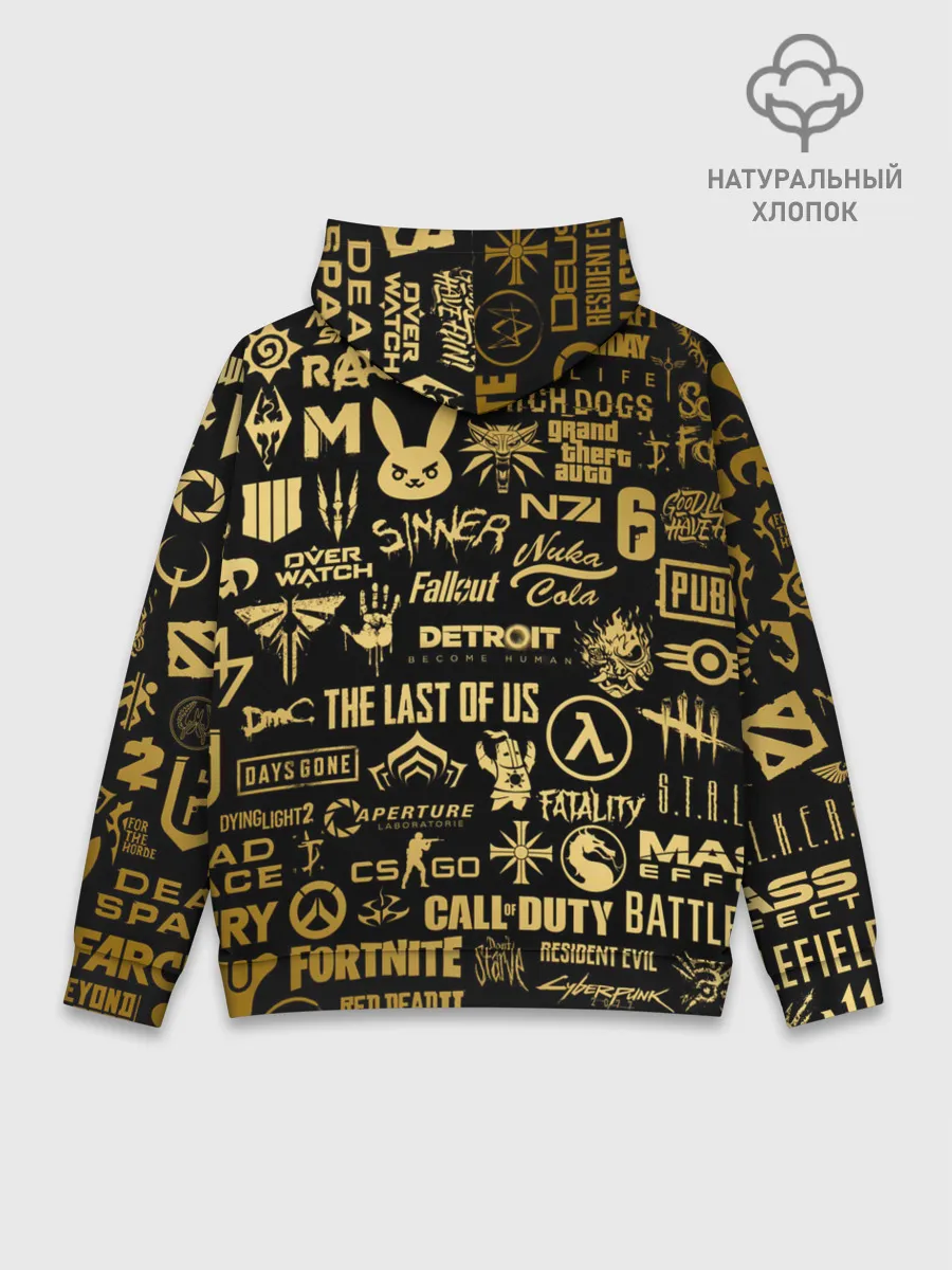 Худи мужской база хлопок / ЛОГОТИПЫ ИГР ЗОЛОТО | GOLDEN
