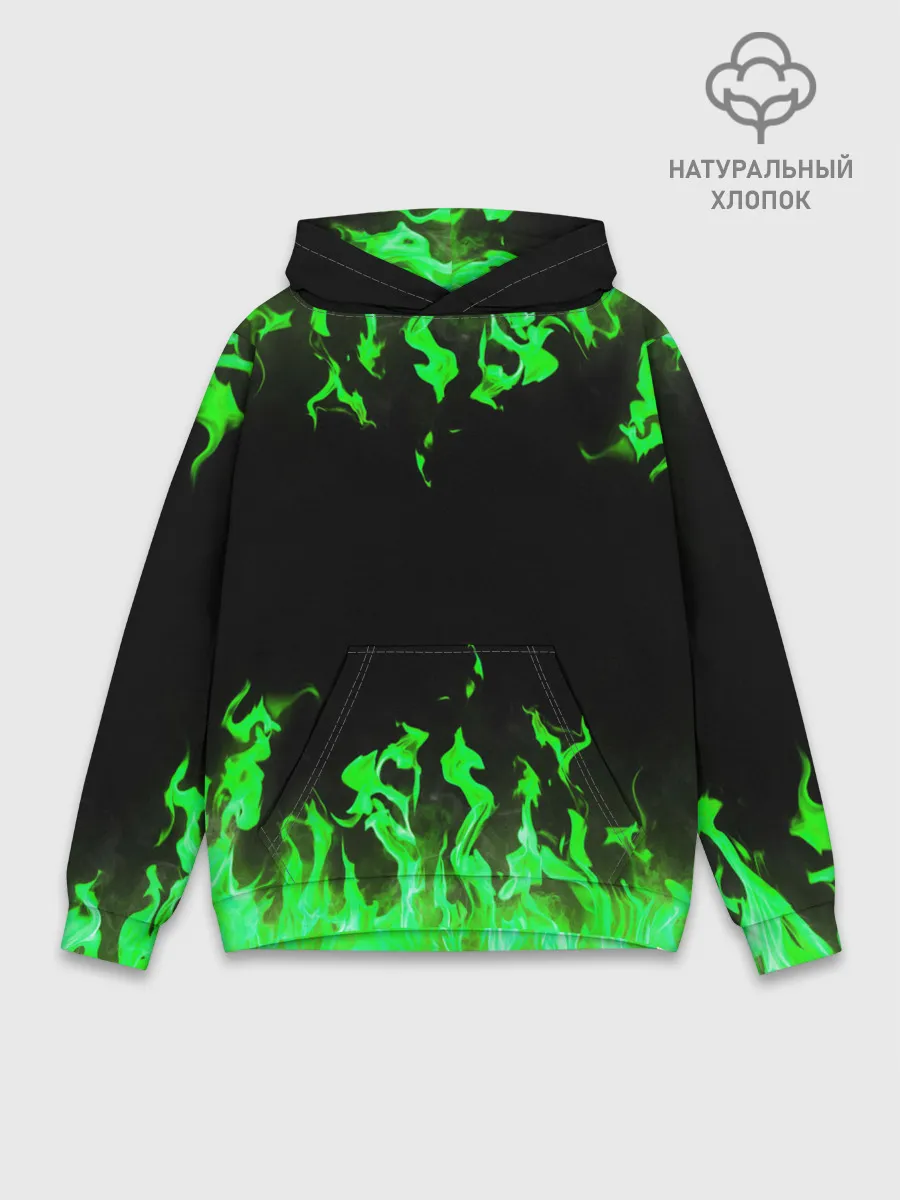 Худи мужской база хлопок / GREEN FIRE | ОГОНЬ