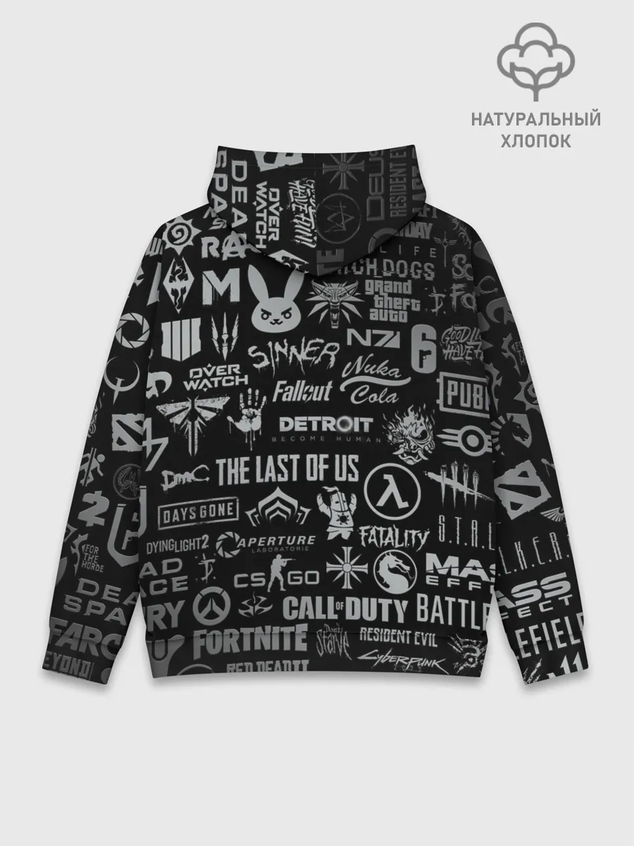 Худи мужской база хлопок / ЛОГОТИПЫ ИГР / LOGO GAMES