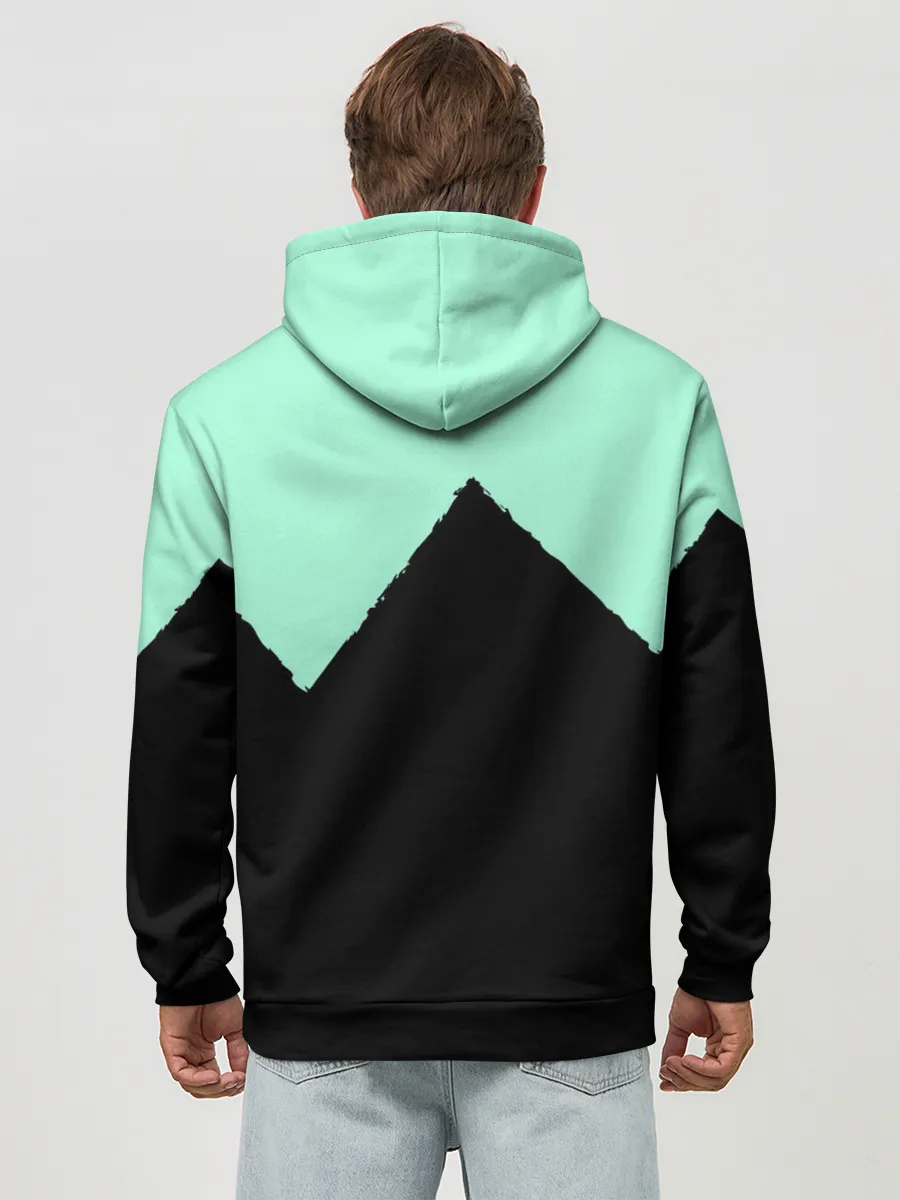 Худи мужской база хлопок / неровные зубья черный мятный