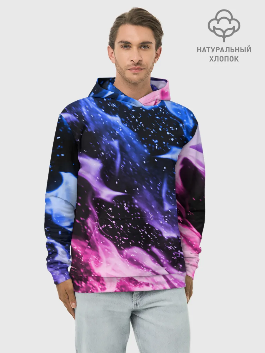 Худи мужской база хлопок / НЕОНОВЫЙ ОГОНЬ | NEON FLAME