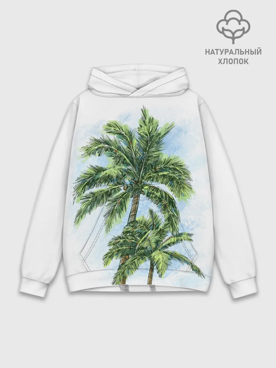 Худи мужской база хлопок / Пальмы над головой