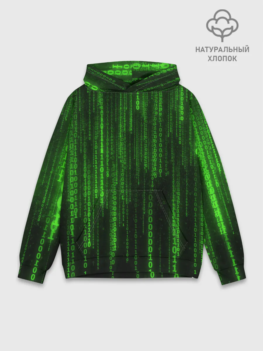 Худи мужской база хлопок / Матрица код цифры программист