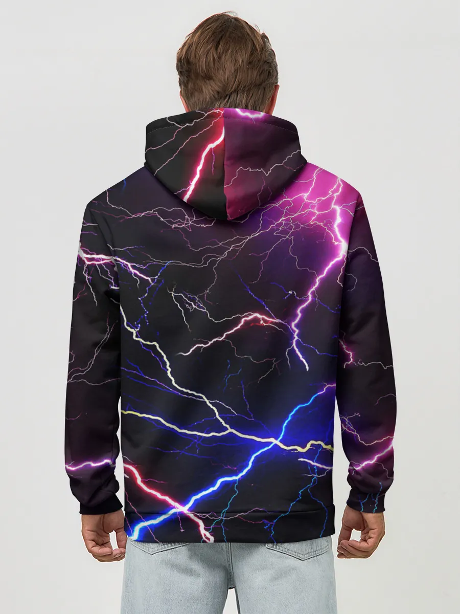 Худи мужской база хлопок / НЕОНОВЫЕ МОЛНИИ