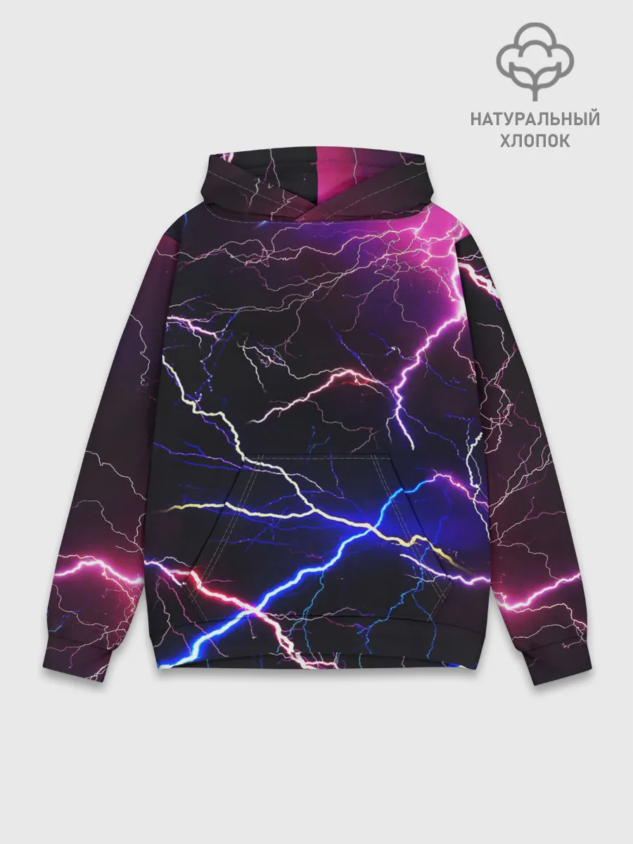 Худи мужской база хлопок / НЕОНОВЫЕ МОЛНИИ