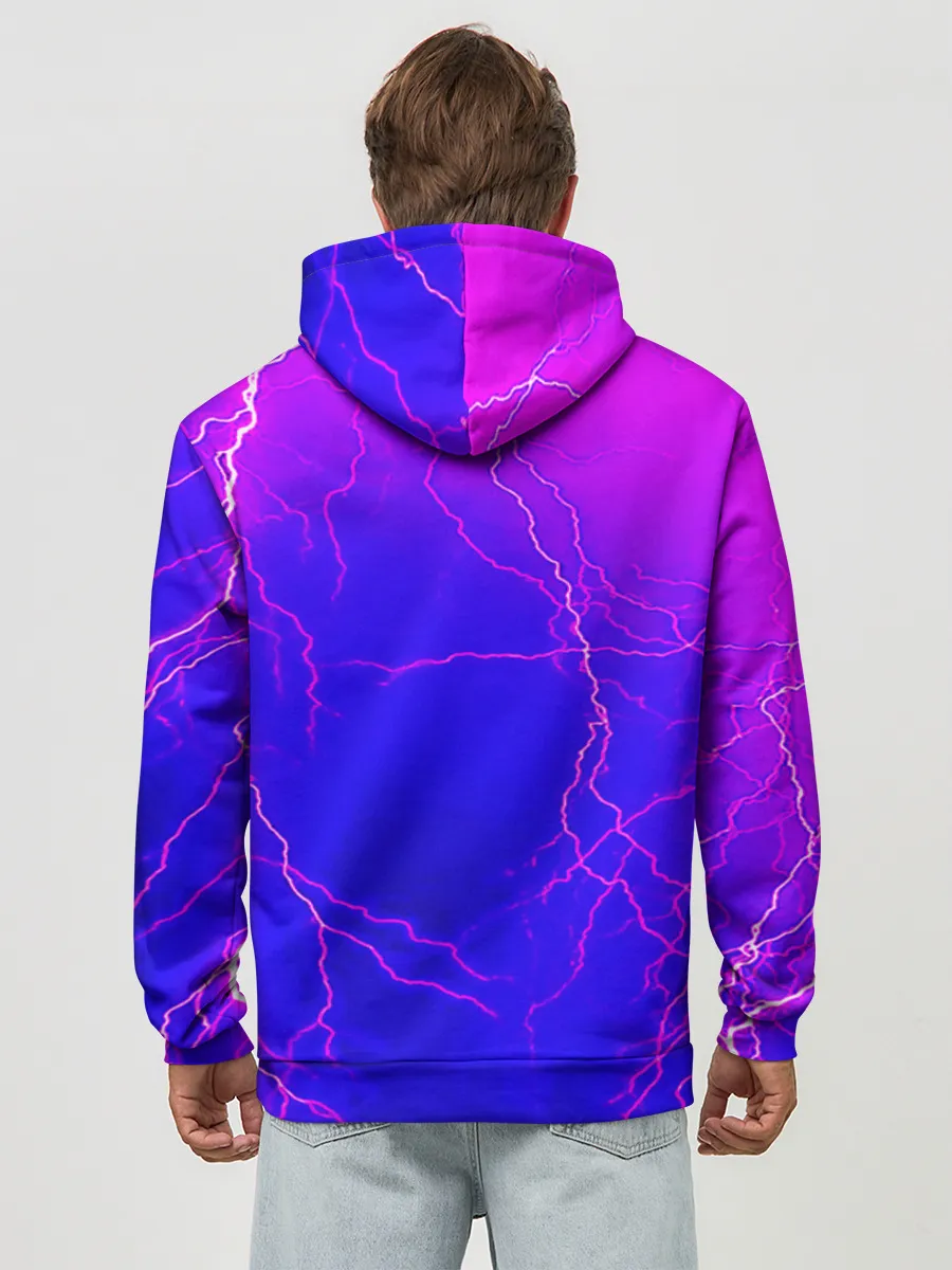 Худи мужской база хлопок / НЕОНОВАЯ МОЛНИЯ