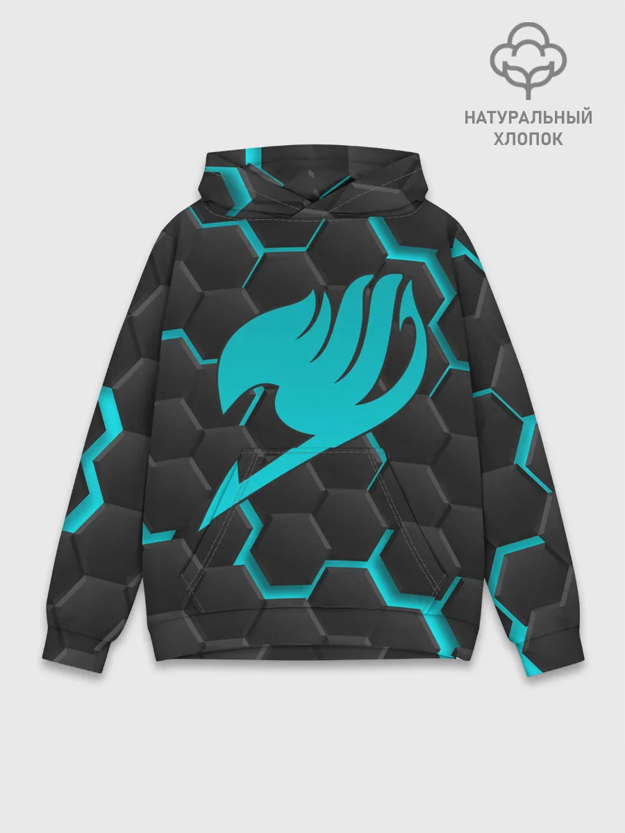 Худи мужской база хлопок / Хвост Феи голубые соты