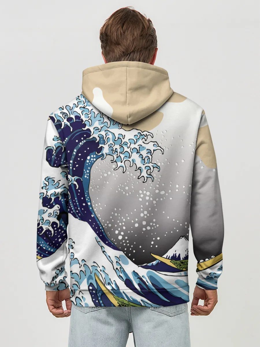 Худи мужской база хлопок / The great wave off kanagawa