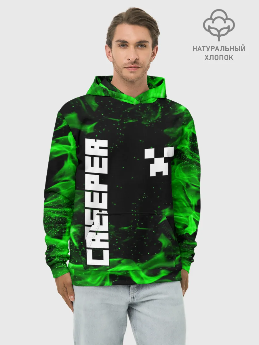 Худи мужской база хлопок / MINECRAFT CREEPER