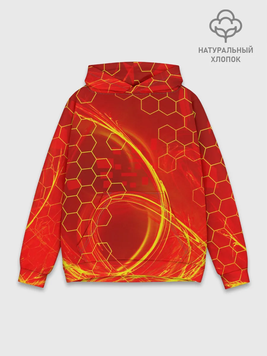 Худи мужской база хлопок / Неоновый Огонь