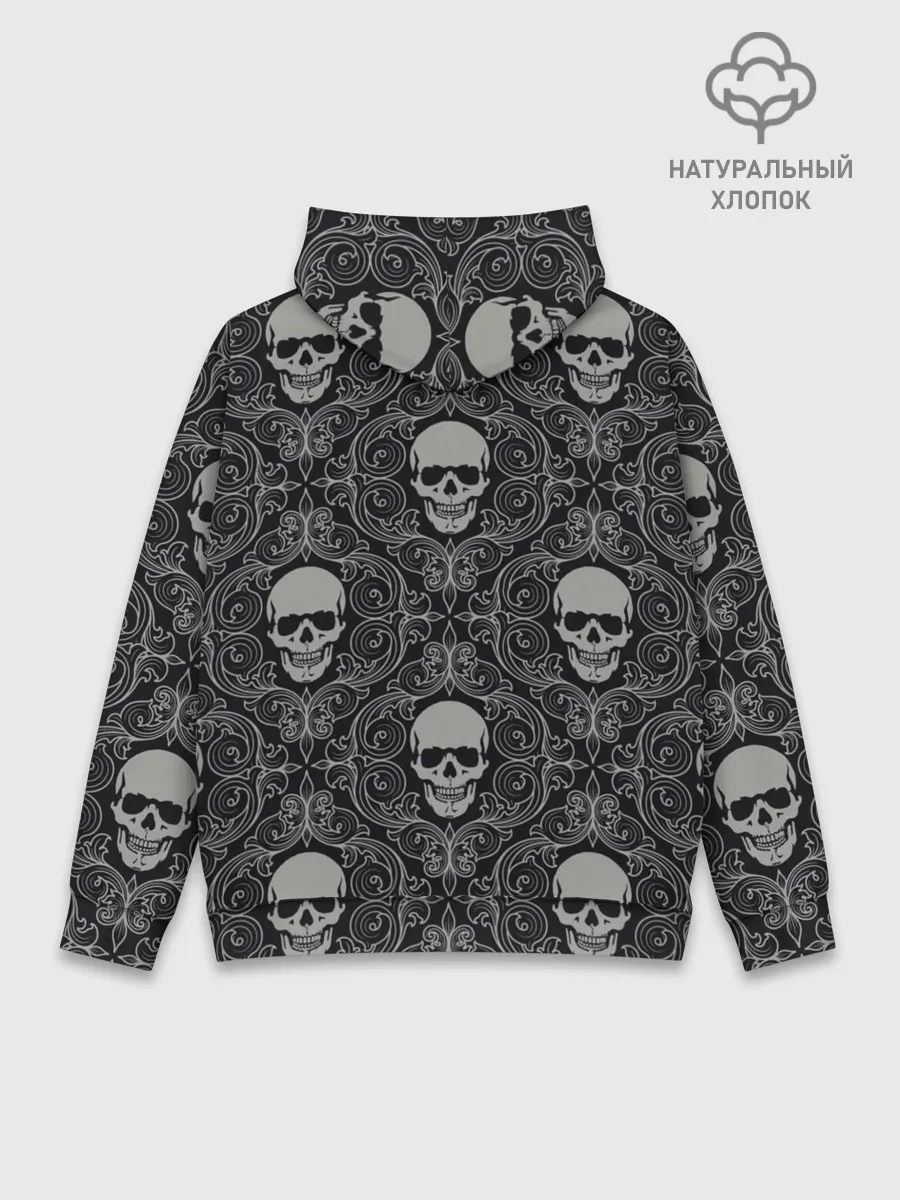 Худи мужской база хлопок / Орнамент Черепа