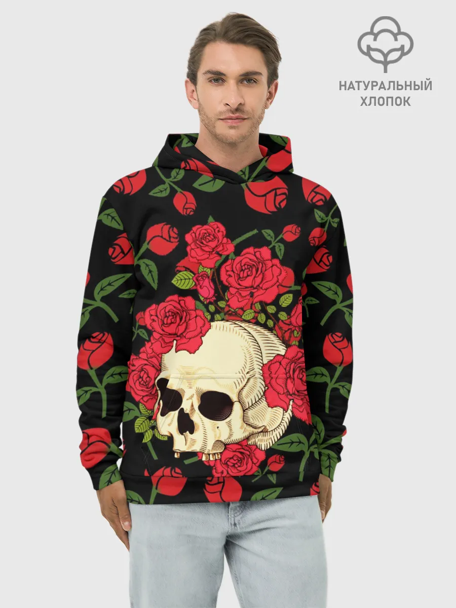 Худи мужской база хлопок / Skull | Roses