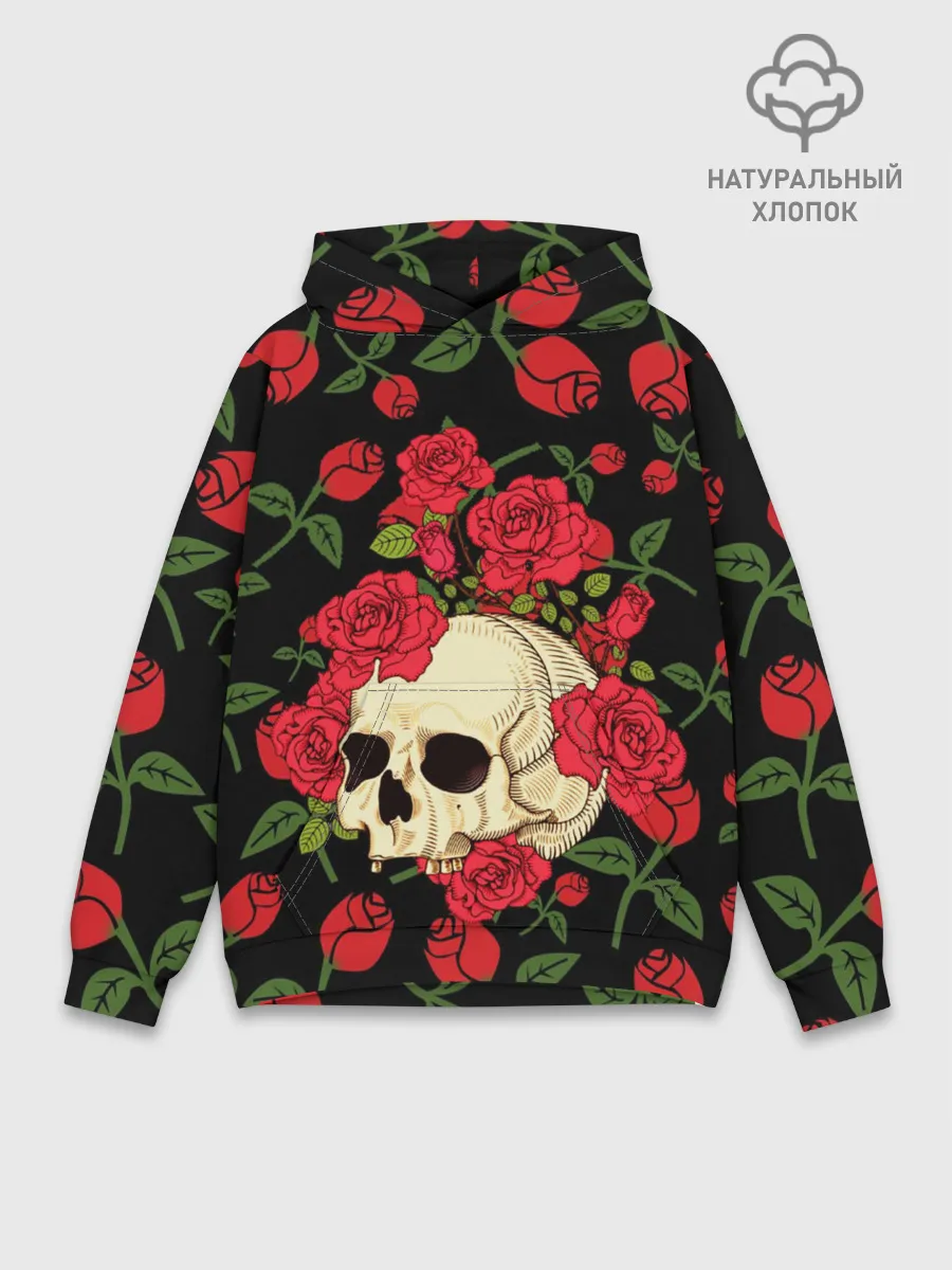 Худи мужской база хлопок / Skull | Roses