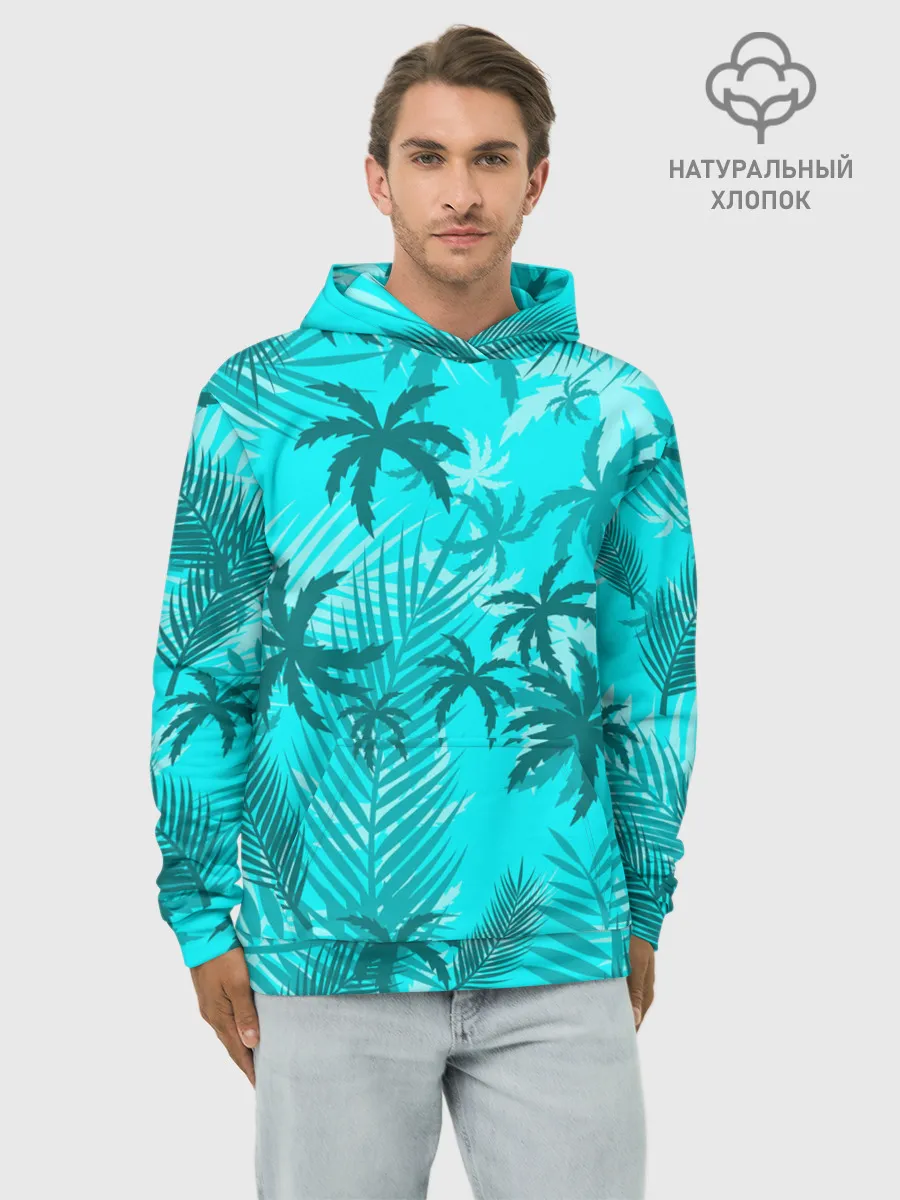 Худи мужской база хлопок / НЕОНОВЫЕ ПАЛЬМЫ