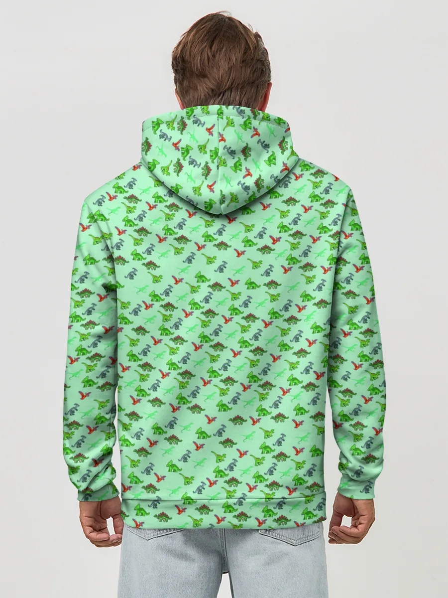 Худи мужской база хлопок / dinosaurs green