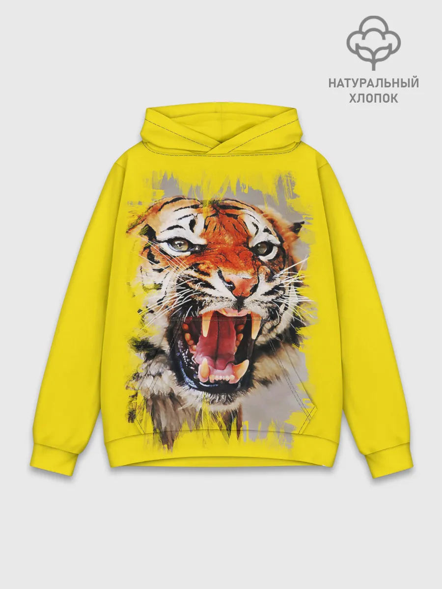 Худи мужской база хлопок / Оскал тигра