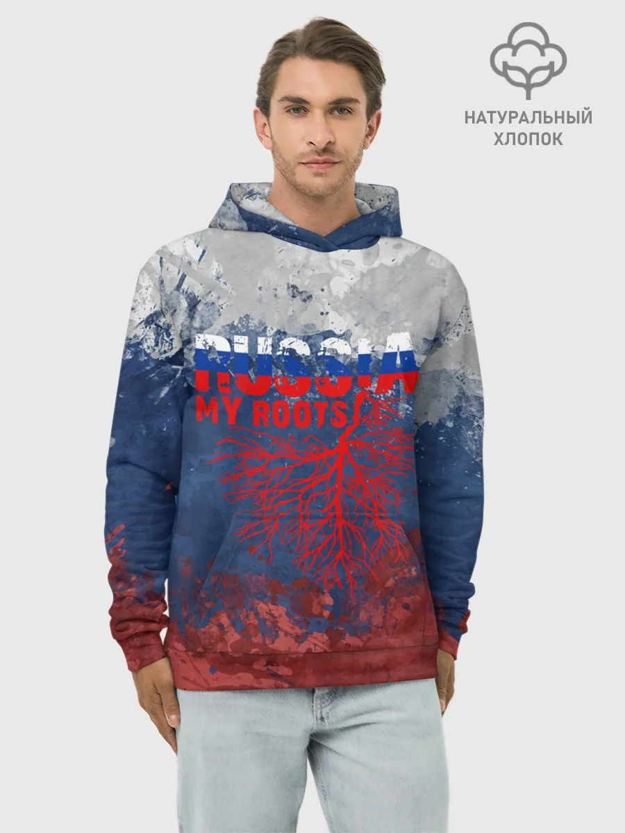 Худи мужской база хлопок / Russia my roots