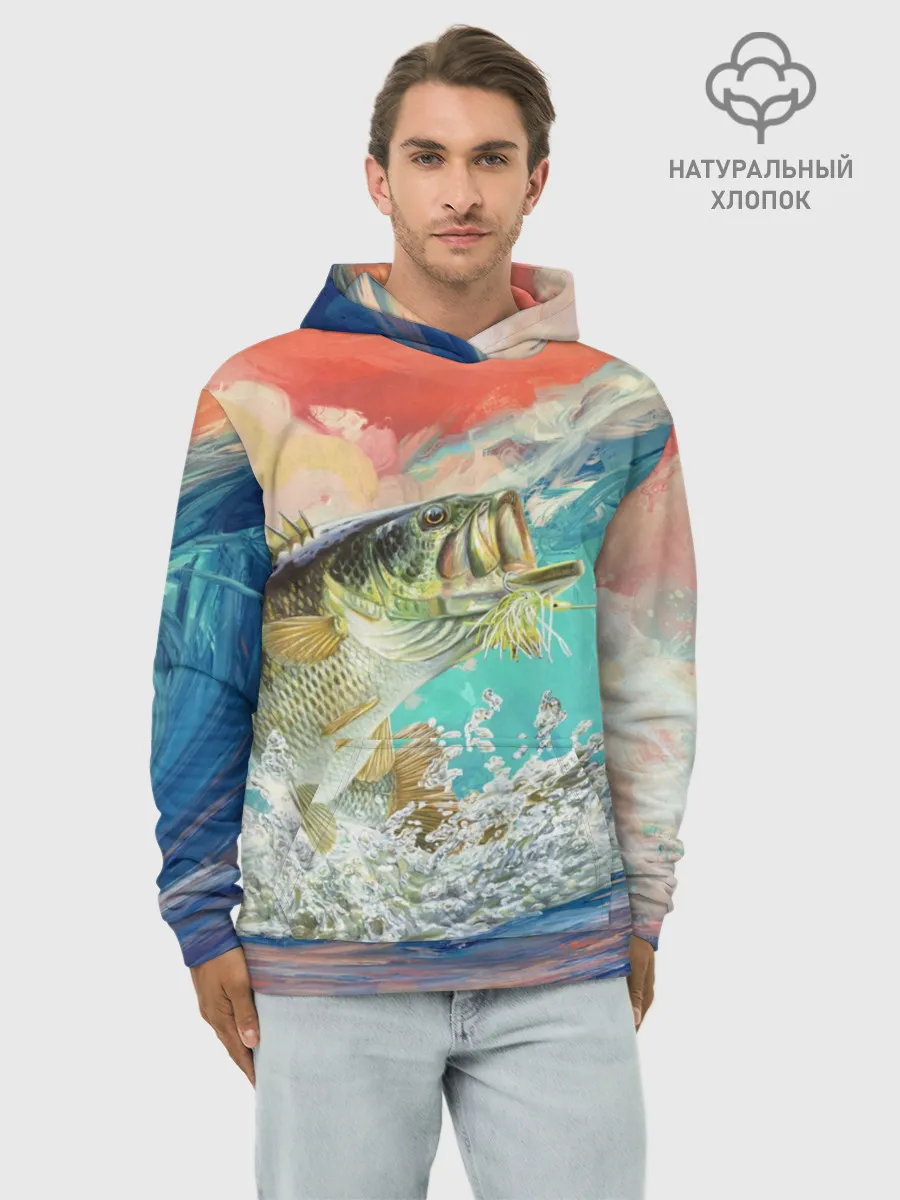 Худи мужской база хлопок / Клёвая Рыбалка