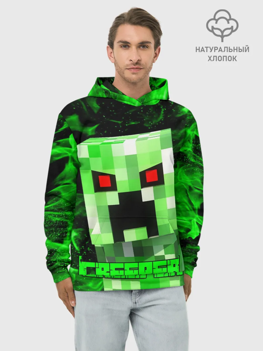 Худи мужской база хлопок / MINECRAFT CREEPER
