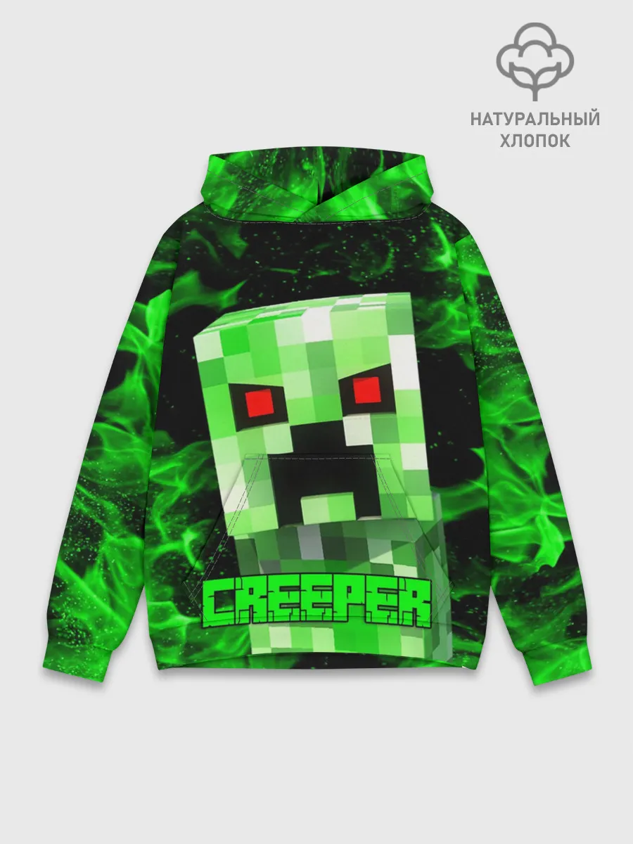 Худи мужской база хлопок / MINECRAFT CREEPER