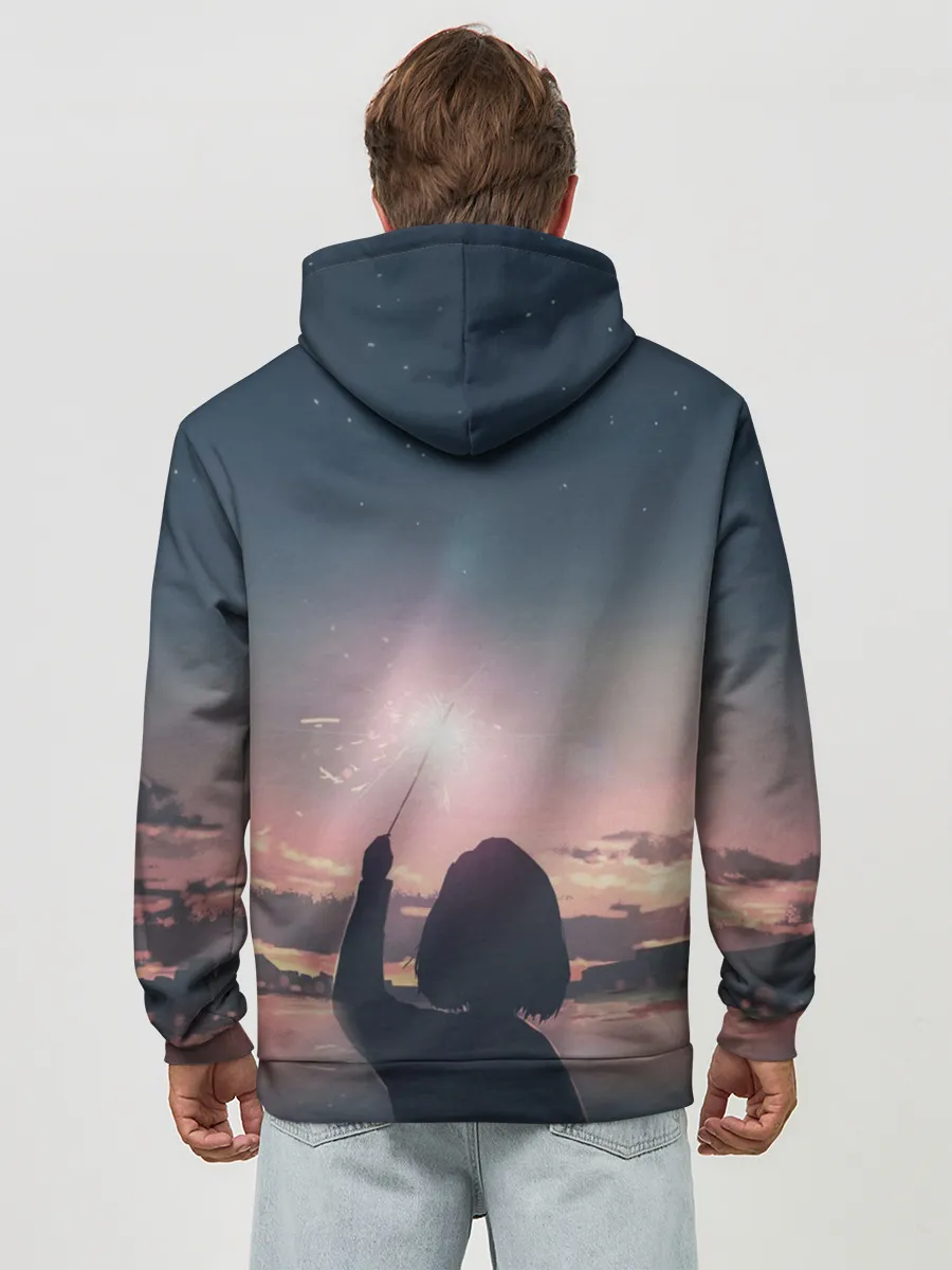 Худи мужской база хлопок / девушка свечение волшебство