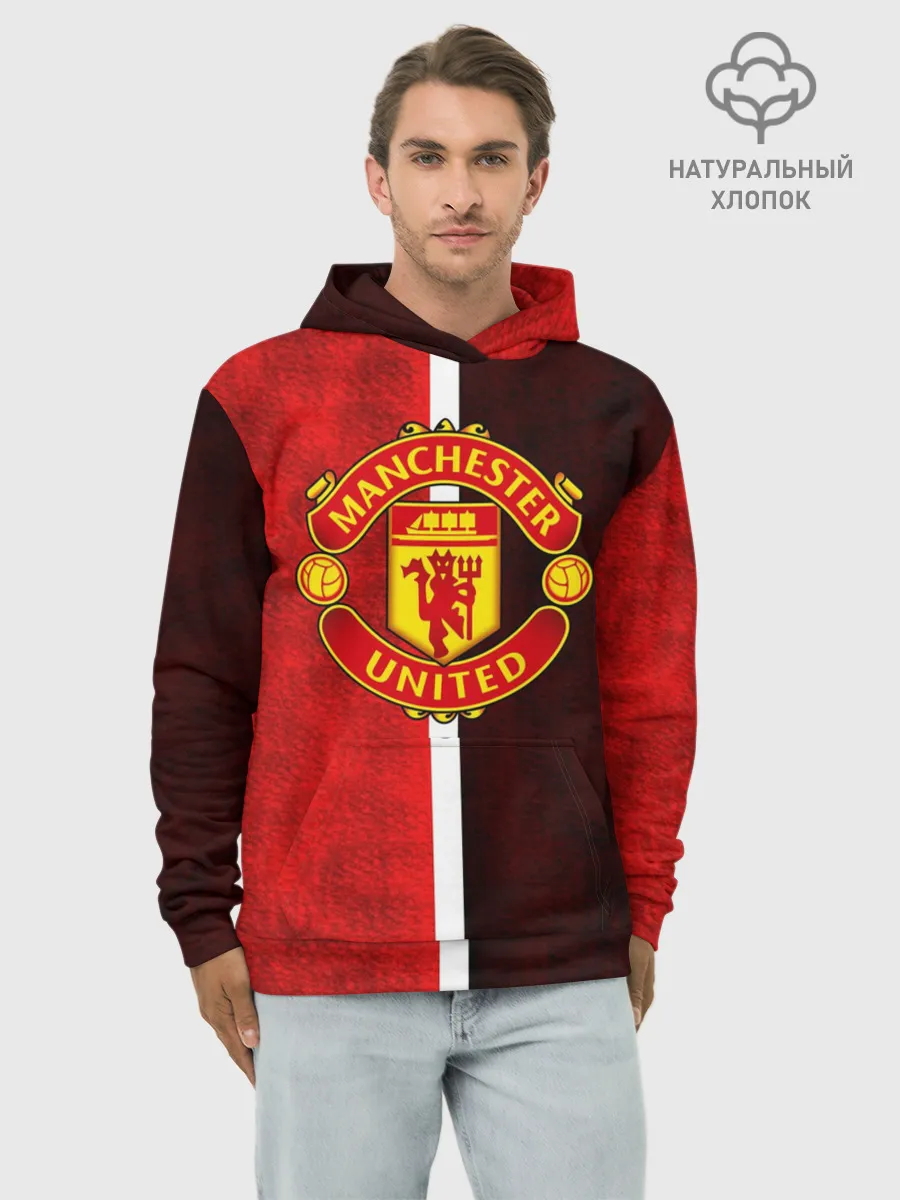 Худи мужской база хлопок / Манчестер Юнайтед 3D