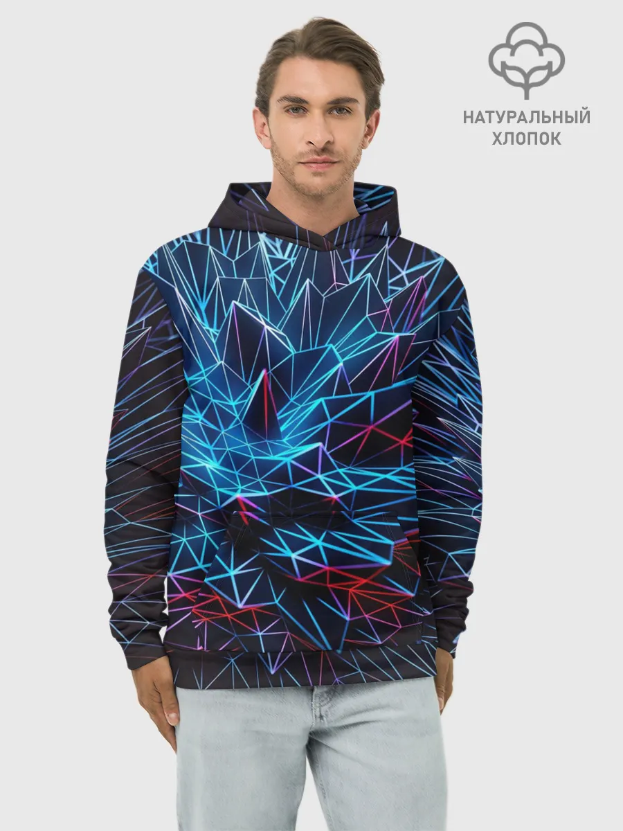 Худи мужской база хлопок / Синяя абстракция