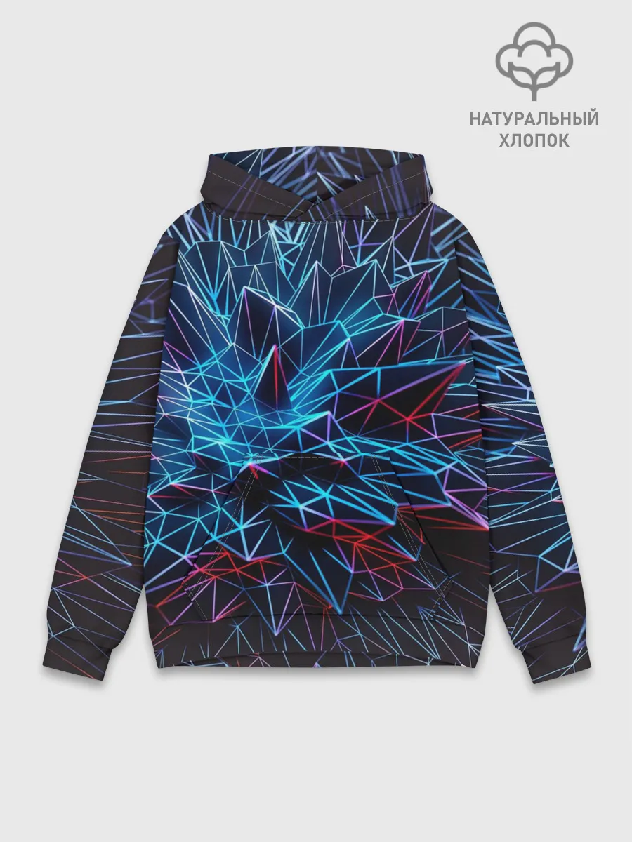 Худи мужской база хлопок / Синяя абстракция